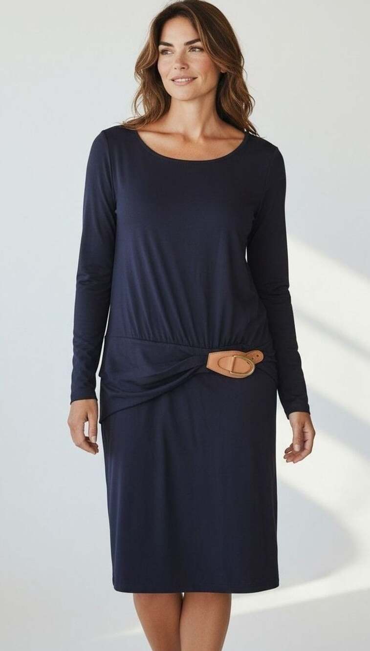 Lauren Ralph Lauren Dress Size 12 Navy Blue Belted